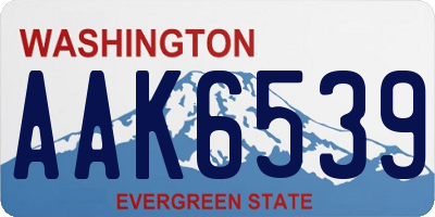 WA license plate AAK6539