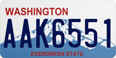 WA license plate AAK6551