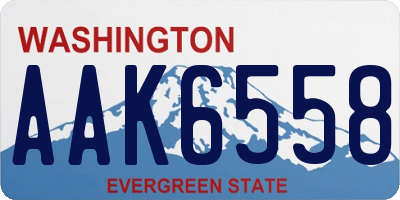 WA license plate AAK6558