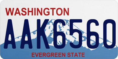 WA license plate AAK6560