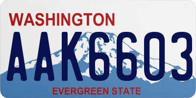 WA license plate AAK6603