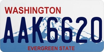 WA license plate AAK6620