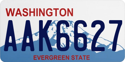 WA license plate AAK6627