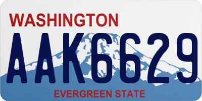 WA license plate AAK6629