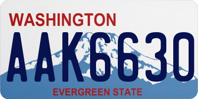WA license plate AAK6630
