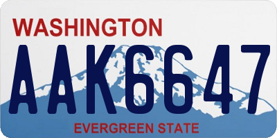WA license plate AAK6647