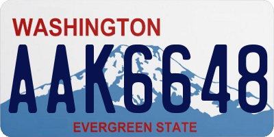 WA license plate AAK6648