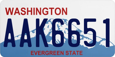 WA license plate AAK6651
