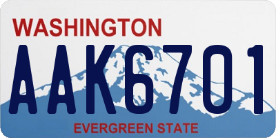 WA license plate AAK6701