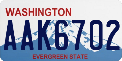 WA license plate AAK6702