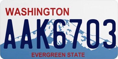 WA license plate AAK6703