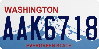 WA license plate AAK6718