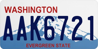 WA license plate AAK6721