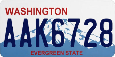 WA license plate AAK6728