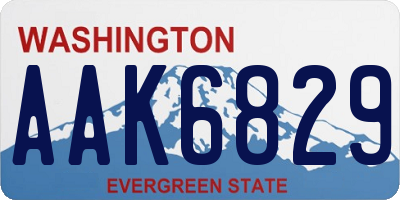 WA license plate AAK6829