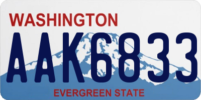 WA license plate AAK6833