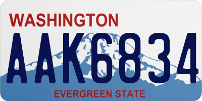 WA license plate AAK6834