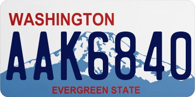 WA license plate AAK6840