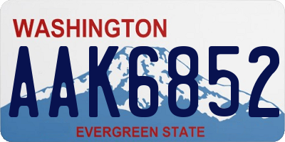 WA license plate AAK6852