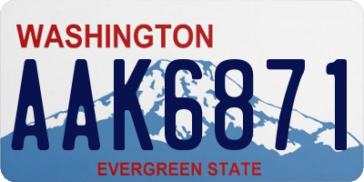 WA license plate AAK6871