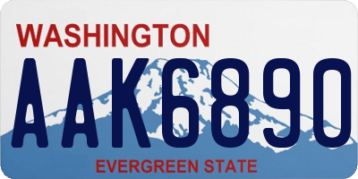 WA license plate AAK6890