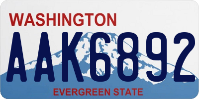 WA license plate AAK6892