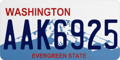 WA license plate AAK6925