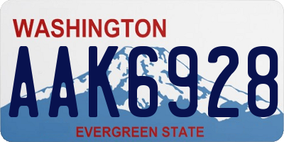 WA license plate AAK6928