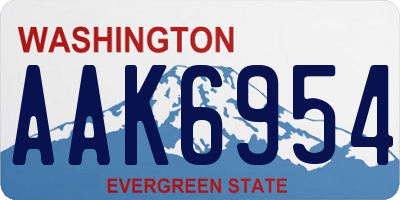 WA license plate AAK6954