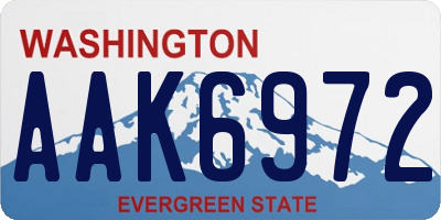 WA license plate AAK6972