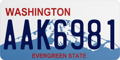 WA license plate AAK6981
