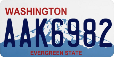 WA license plate AAK6982