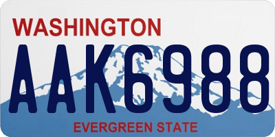 WA license plate AAK6988