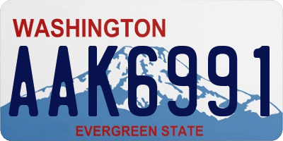 WA license plate AAK6991
