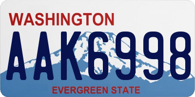 WA license plate AAK6998