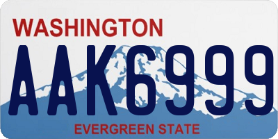 WA license plate AAK6999