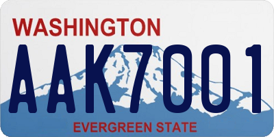 WA license plate AAK7001