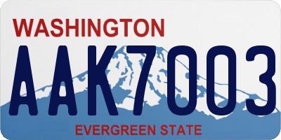 WA license plate AAK7003