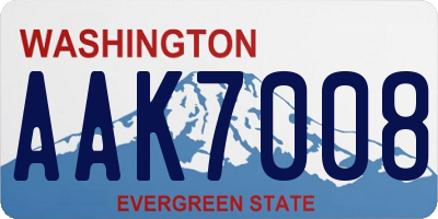 WA license plate AAK7008