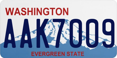 WA license plate AAK7009