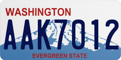 WA license plate AAK7012