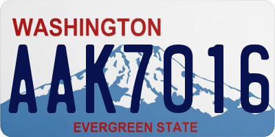 WA license plate AAK7016