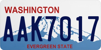 WA license plate AAK7017