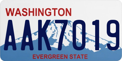WA license plate AAK7019