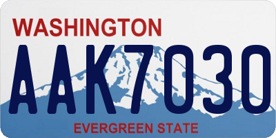 WA license plate AAK7030