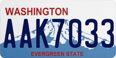 WA license plate AAK7033