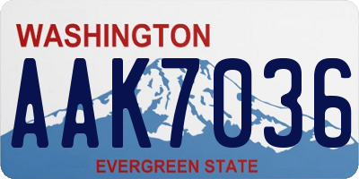 WA license plate AAK7036