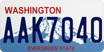 WA license plate AAK7040