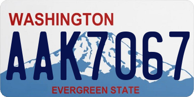 WA license plate AAK7067