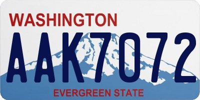 WA license plate AAK7072